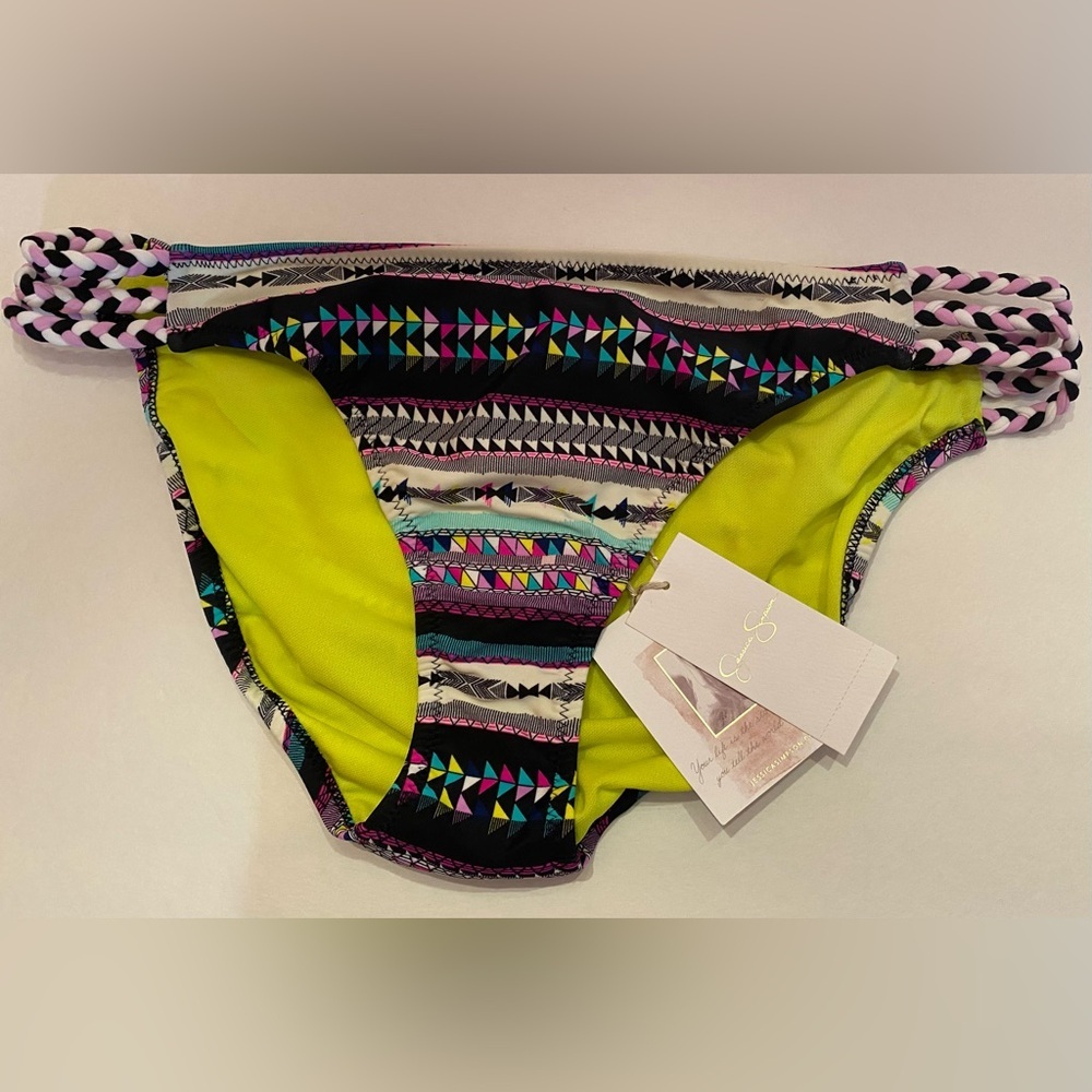 Jessica Simpson Womens Blk Multi Tribal Braided Bikini Bottom SSFE16752 L